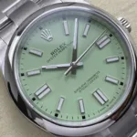 Super Clone Rolex Oyster Perpetual 277200 Pistachio Dial — case and bezel
