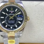 Super Clone Rolex Sky-Dweller Bright black Dial 336933 Oyster — dial close-up
