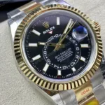 Super Clone Rolex Sky-Dweller Bright black Dial 336933 Oyster — case and bezel