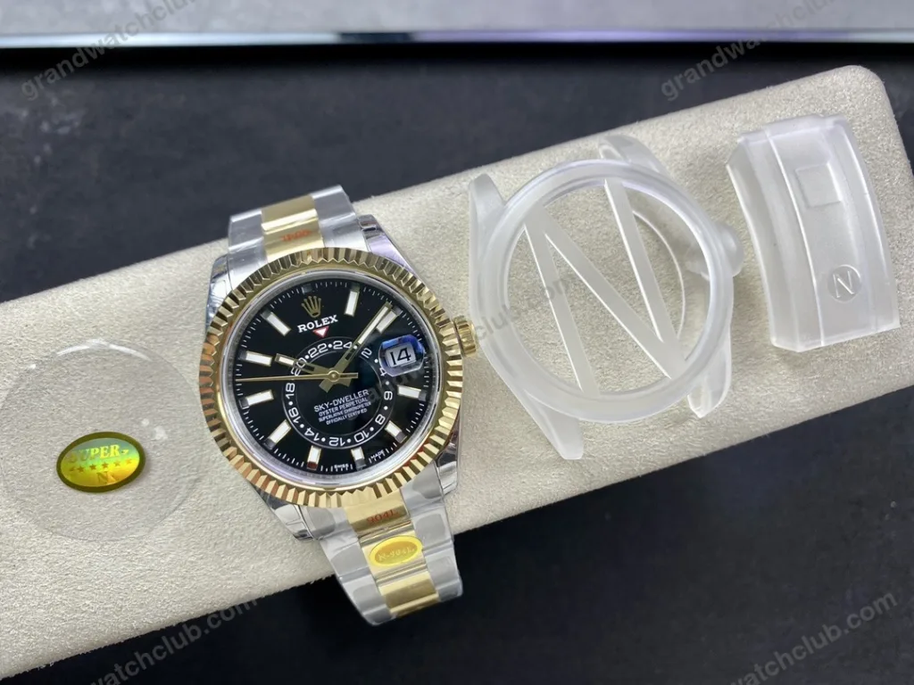 Super Clone Rolex Sky-Dweller Bright black Dial 336933 Oyster — side profile