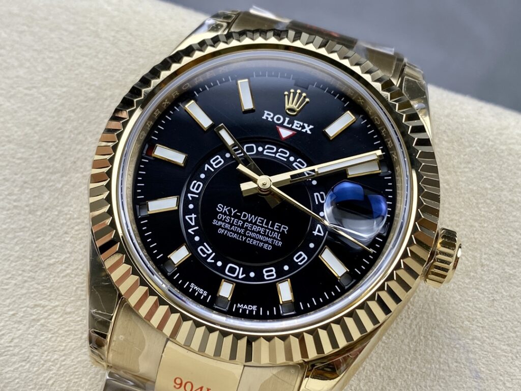 Super Clone Rolex Sky-Dweller Bright black Dial 336938 — side profile
