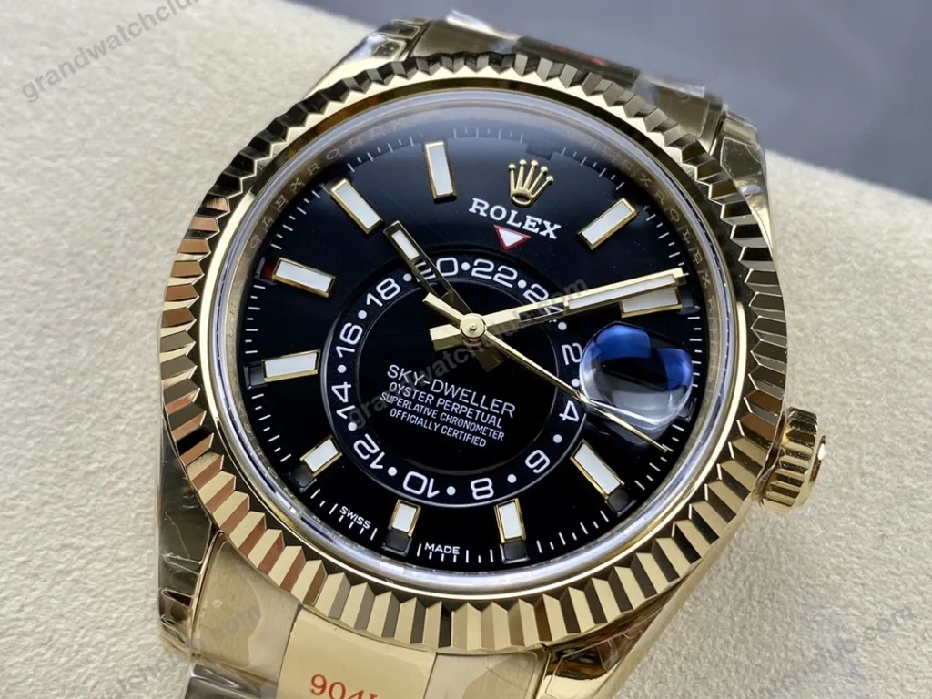 Super Clone Rolex Sky-Dweller Bright black Dial 336938 — side profile
