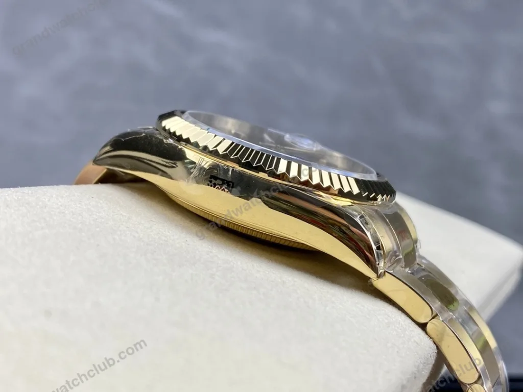 Super Clone Rolex Sky-Dweller Bright black Dial 336938 — on leather display