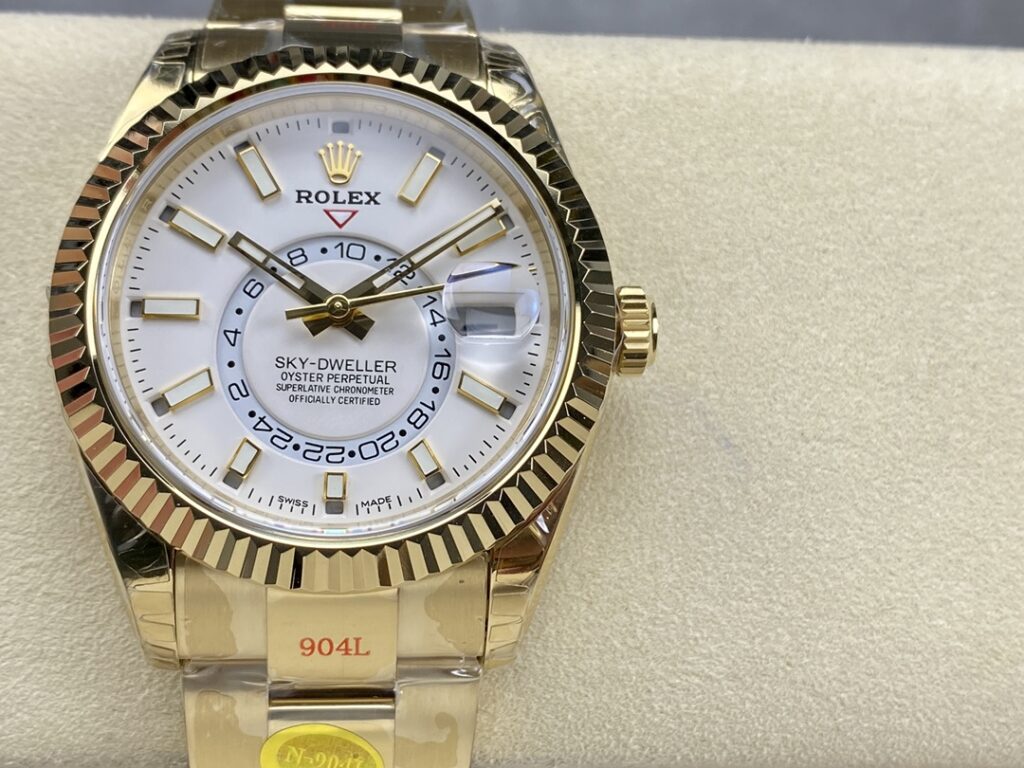 Super Clone Rolex Sky-Dweller Intense white Dial 336938 — dial close-up