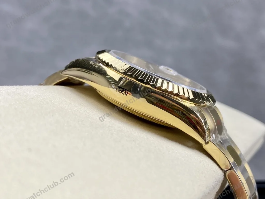 Super Clone Rolex Sky-Dweller Intense white Dial 336938 — on leather display