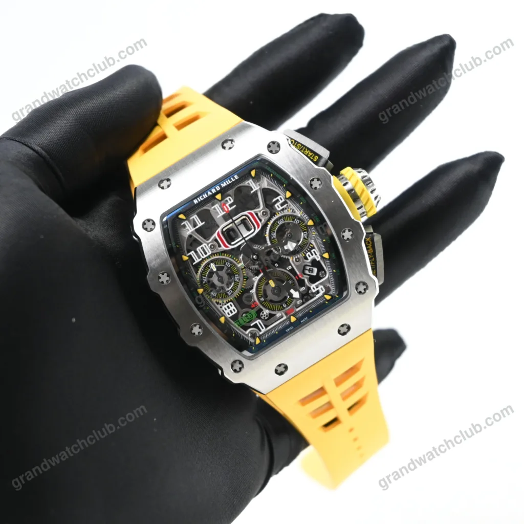 Swiss Super Clone Richard Mille RM 11-03 Titanium Yellow Strap 44mm
