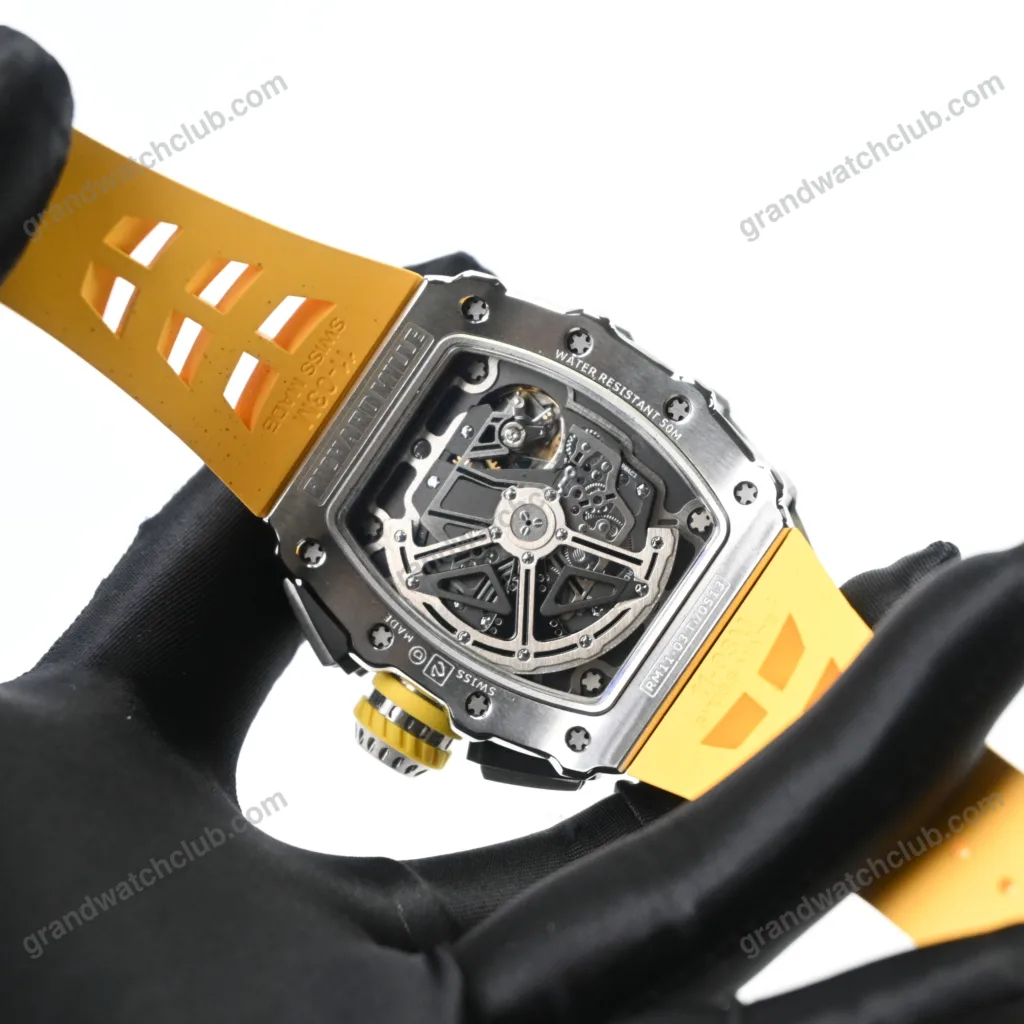 Swiss Super Clone Richard Mille RM 11-03 Titanium Yellow Strap 44mm