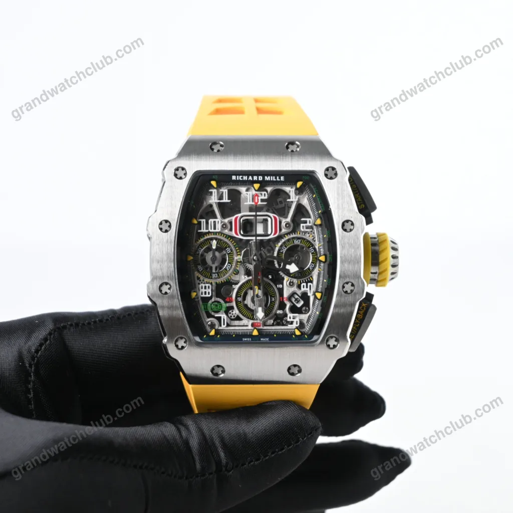 Swiss Super Clone Richard Mille RM 11-03 Titanium Yellow Strap 44mm