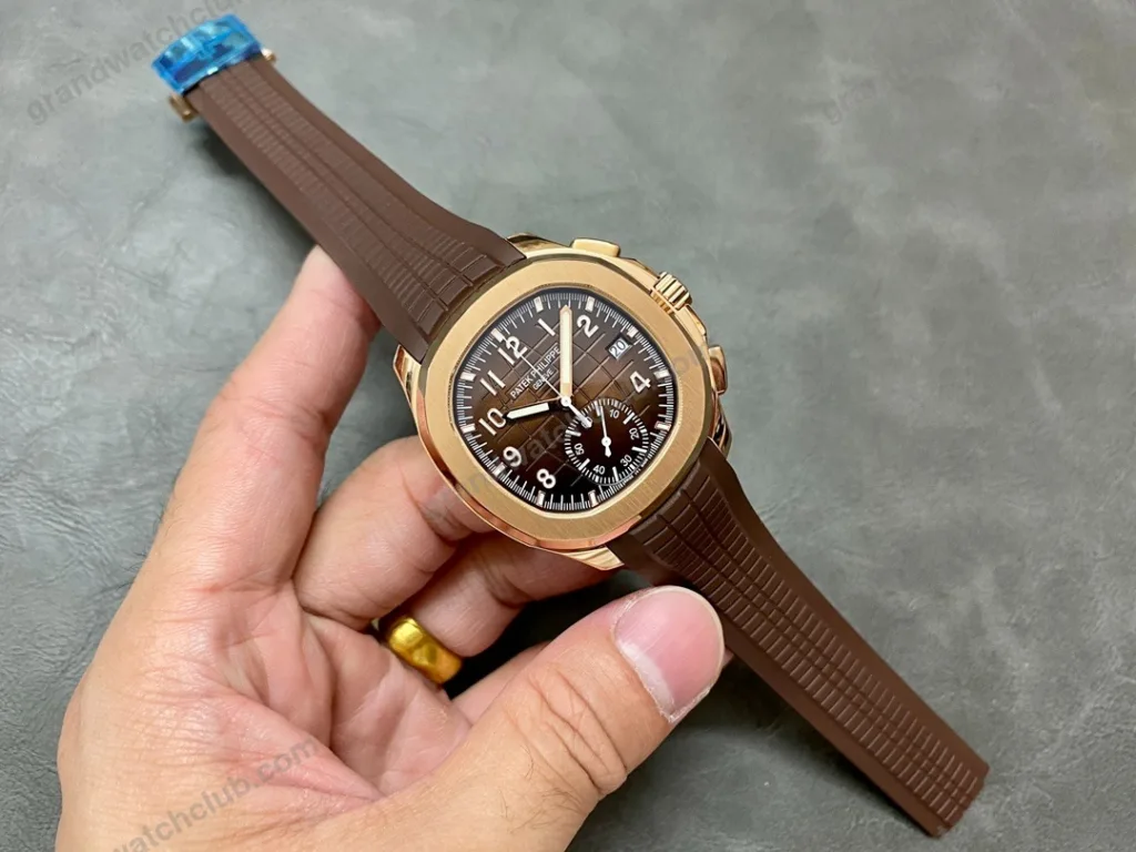 Super Clone Patek Philippe Aquanaut Chronograph 5968R-001 Brown Dial Rose Gold 42.2mm – Swiss SuperClone