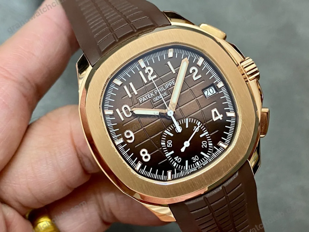Super Clone Patek Philippe Aquanaut Chronograph 5968R-001 Brown Dial Rose Gold 42.2mm – Swiss SuperClone