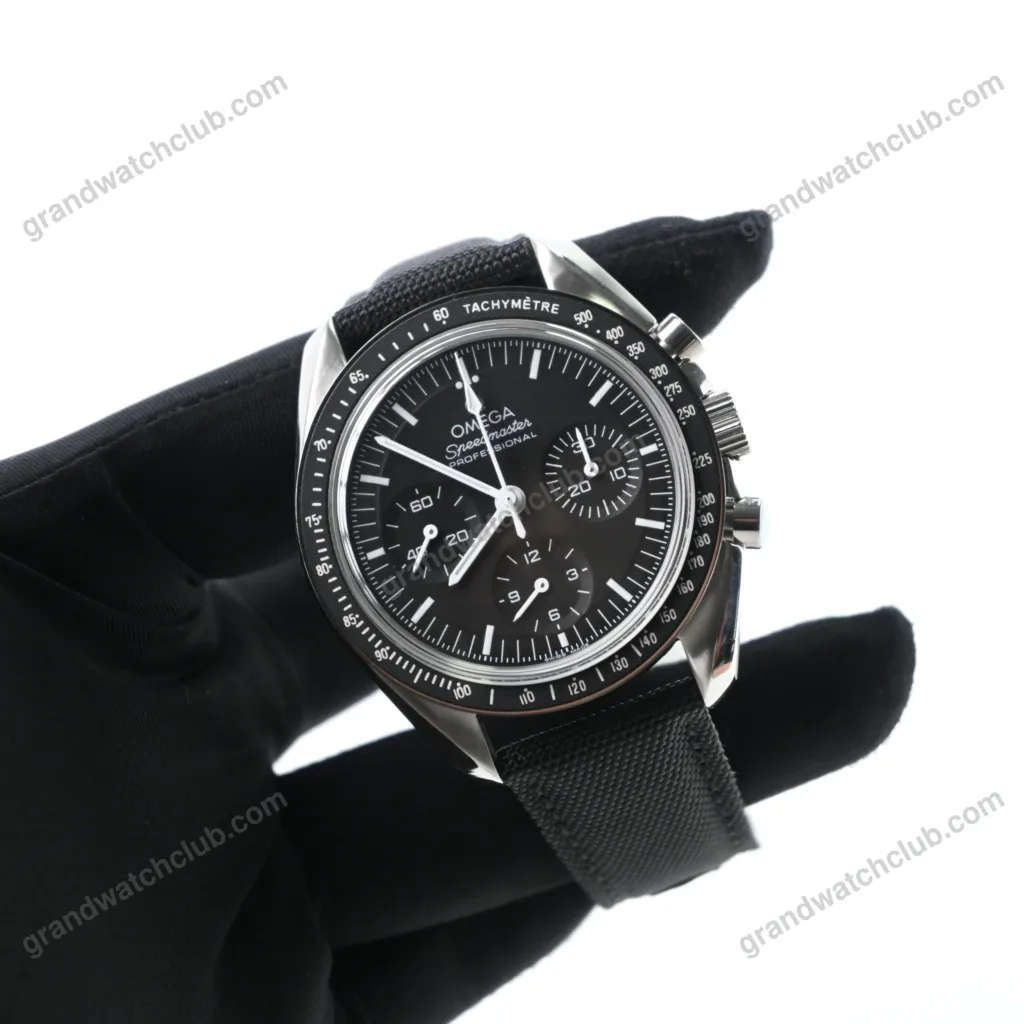 Super Clone Omega Speedmaster Moonwatch Professional 42mm Black Dial Black Fabric Strap – Swiss SuperClone