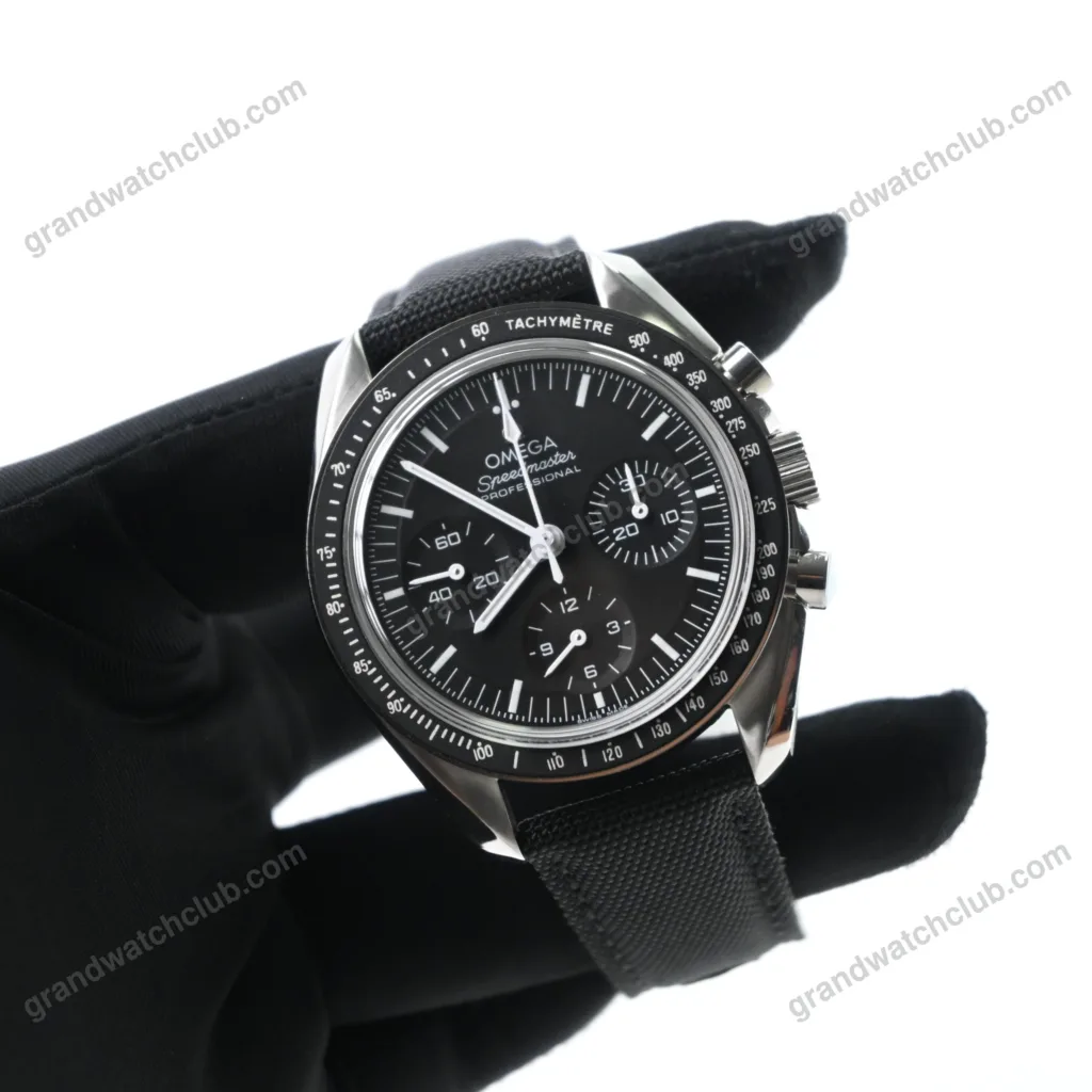 Super Clone Omega Speedmaster Moonwatch Professional 42mm Black Dial Black Fabric Strap – Swiss SuperClone