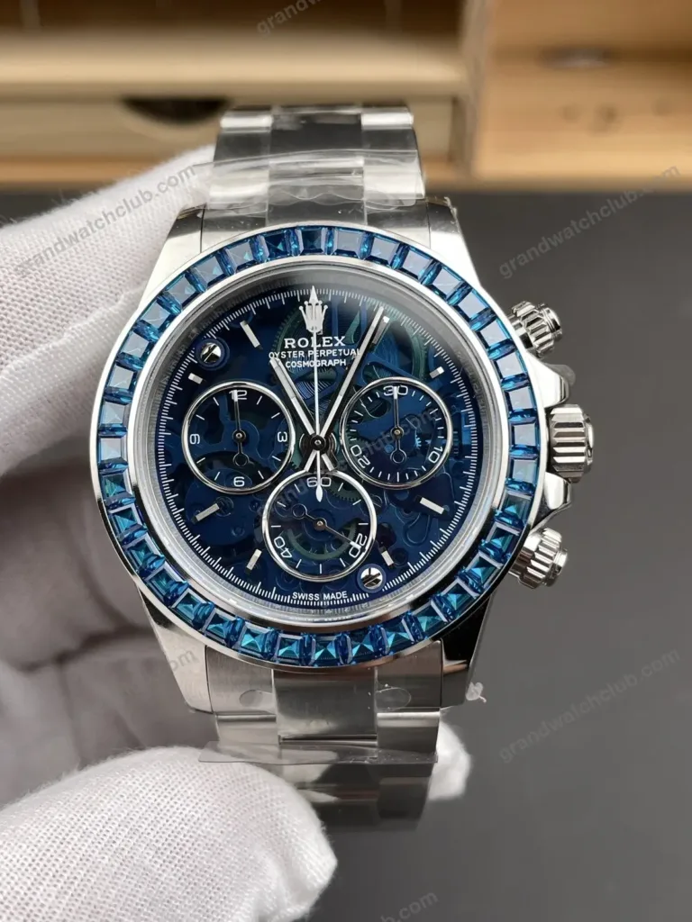 Super Clone Rolex Cosmograph Daytona Artisans de Genève Blue Skeleton Sapphire Bezel 116520 – Swiss SuperClone - photo 7