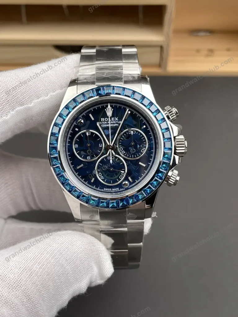Super Clone Rolex Cosmograph Daytona Artisans de Genève Blue Skeleton Sapphire Bezel 116520 – Swiss SuperClone - photo 9