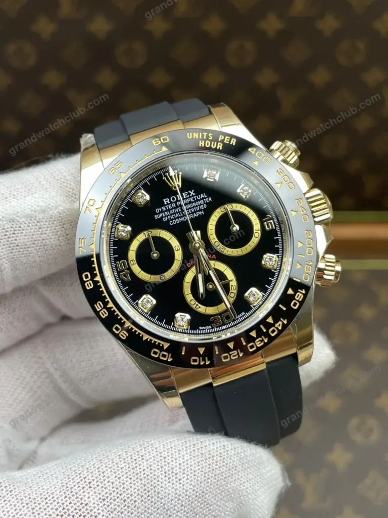 Super Clone Rolex Cosmograph Daytona Bright Black Golden Diamond Dial 126518LN – Swiss SuperClone - photo 5