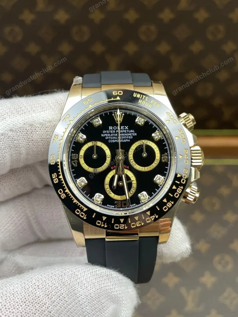 Super Clone Rolex Cosmograph Daytona Bright Black Golden Diamond Dial 126518LN – Swiss SuperClone - photo 6