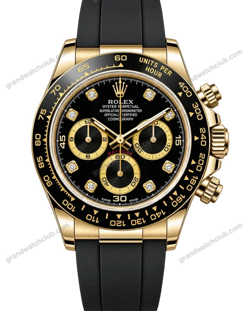 Super Clone Rolex Cosmograph Daytona Bright Black Golden Diamond Dial 126518LN – Swiss SuperClone