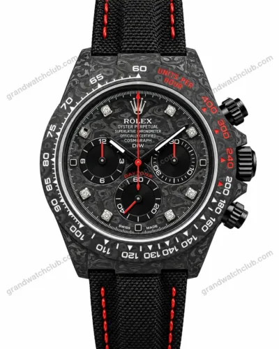 Super Clone Rolex Cosmograph Daytona DIW Carbon Diamond Dial Red Accent 116500LN – Swiss SuperClone