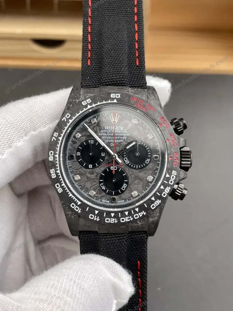 Super Clone Rolex Cosmograph Daytona DIW Carbon Diamond Dial Red Accent 116500LN – Swiss SuperClone - photo 7