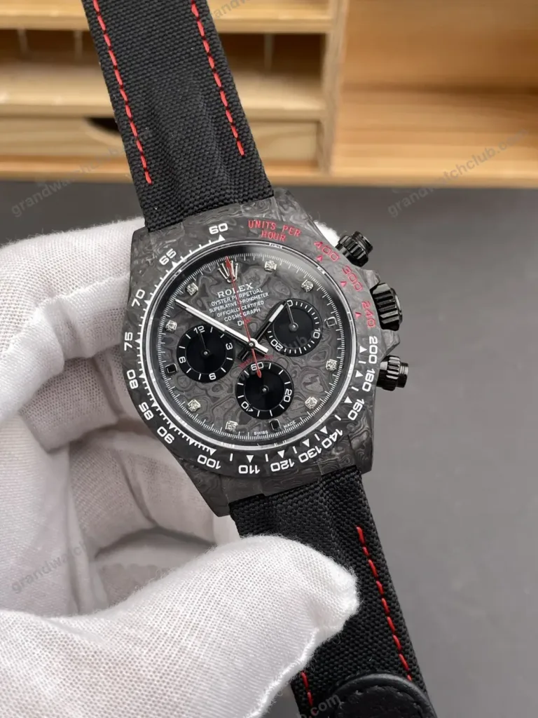 Super Clone Rolex Cosmograph Daytona DIW Carbon Diamond Dial Red Accent 116500LN – Swiss SuperClone - photo 8