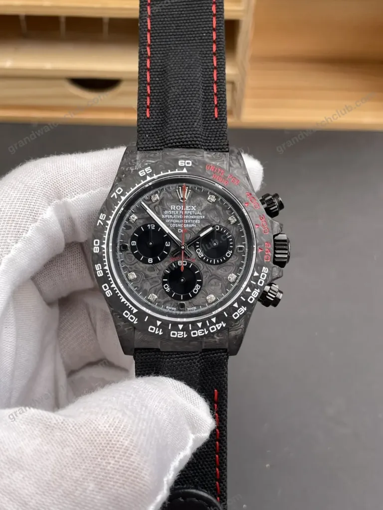 Super Clone Rolex Cosmograph Daytona DIW Carbon Diamond Dial Red Accent 116500LN – Swiss SuperClone - photo 9