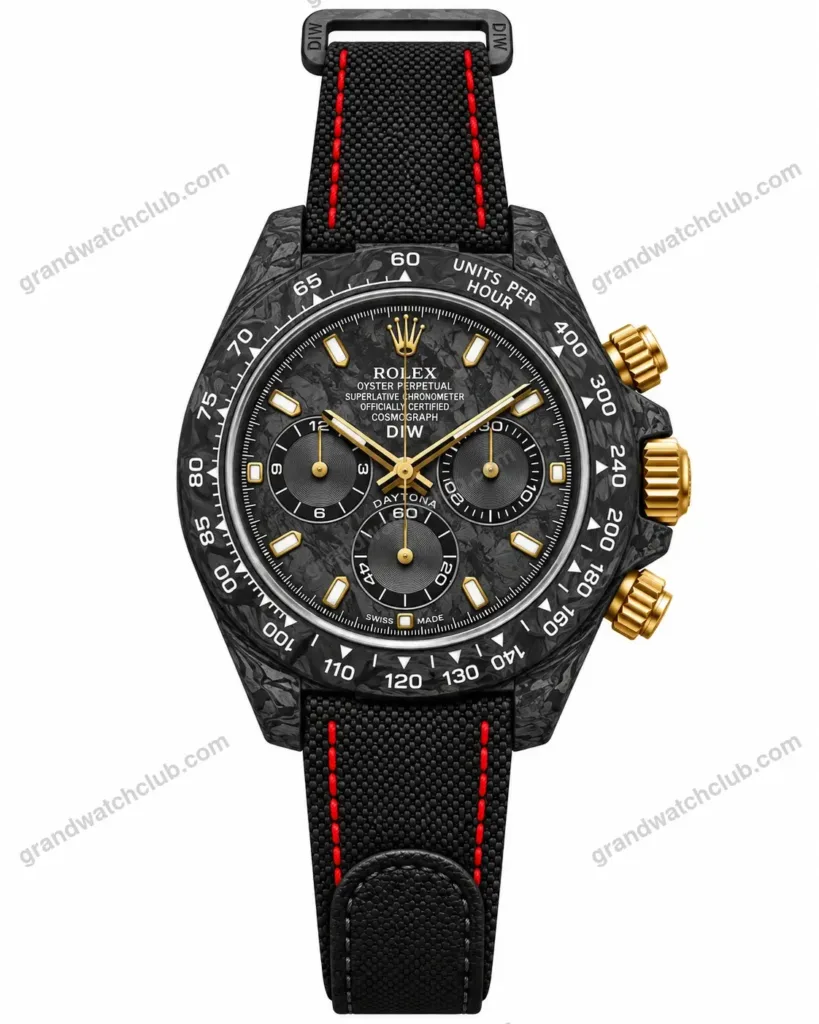 Super Clone Rolex Cosmograph Daytona DIW Carbon Gold Accent 116500LN – Swiss SuperClone