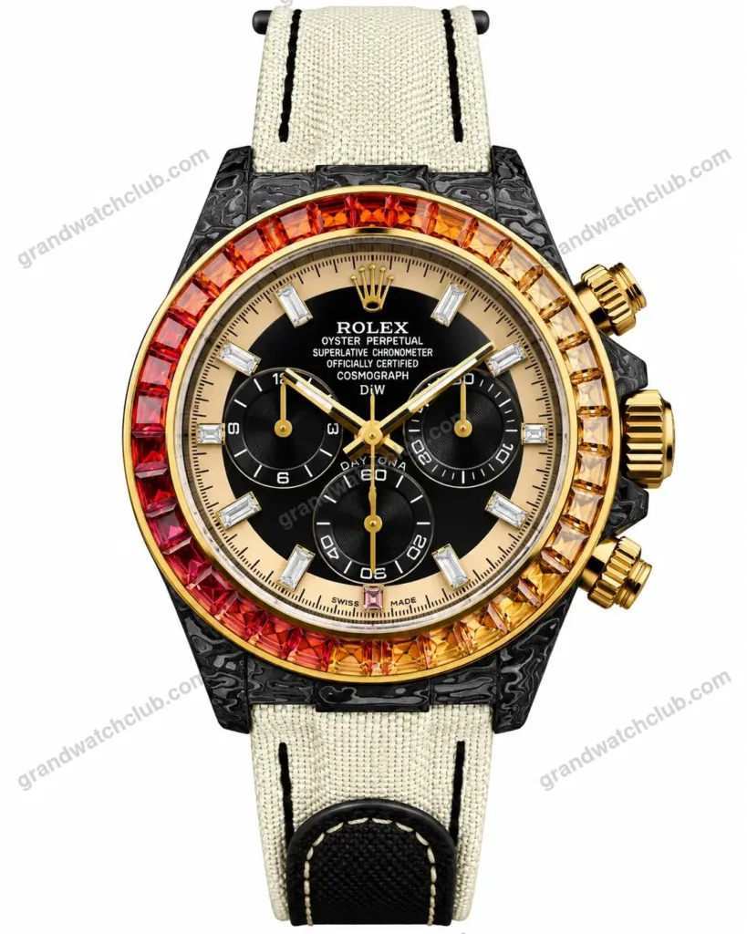 Super Clone Rolex Cosmograph Daytona DIW Carbon Rainbow Sapphire Bezel 116500LN – Swiss SuperClone