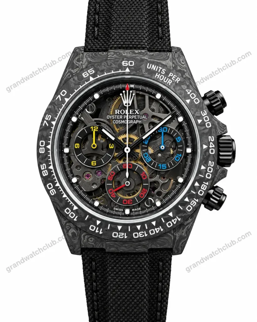 Super Clone Rolex Cosmograph Daytona DIW Carbon Skeleton Multicolor 116500LN – Swiss SuperClone