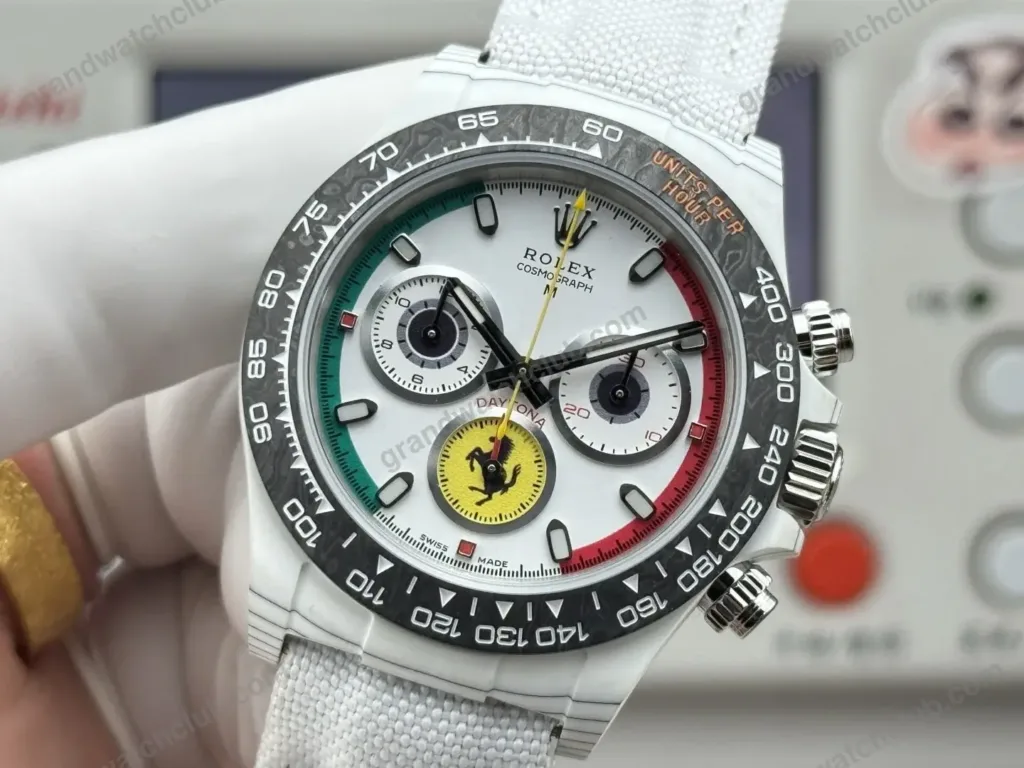 Super Clone Rolex Cosmograph Daytona DIW Ferrari White Carbon 116500LN – Swiss SuperClone - photo 5