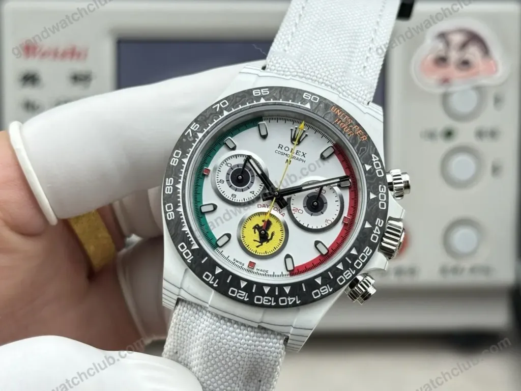 Super Clone Rolex Cosmograph Daytona DIW Ferrari White Carbon 116500LN – Swiss SuperClone - photo 7