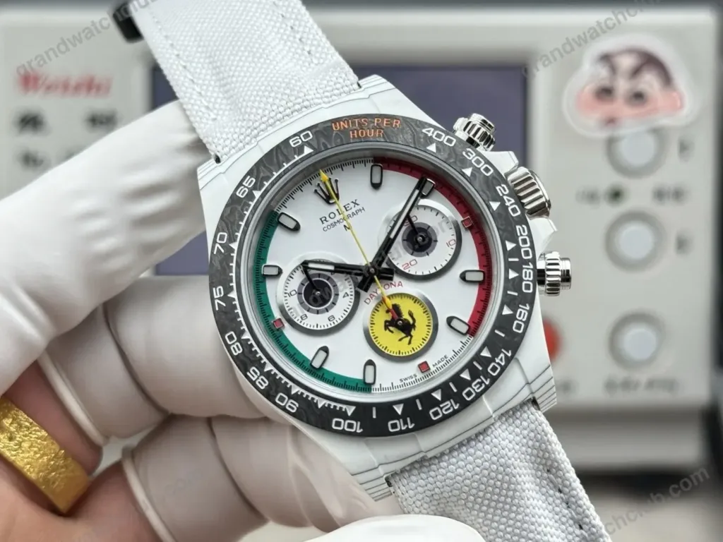Super Clone Rolex Cosmograph Daytona DIW Ferrari White Carbon 116500LN – Swiss SuperClone - photo 8