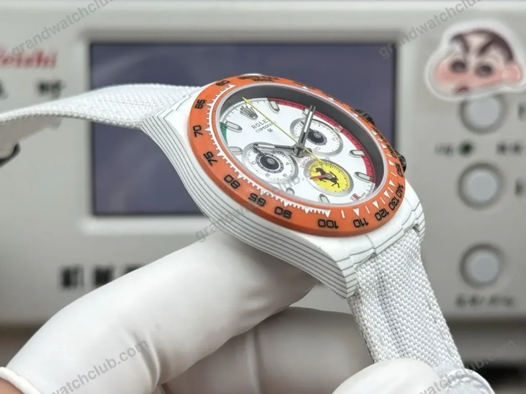 Super Clone Rolex Cosmograph Daytona DIW Ferrari White Carbon Orange Bezel 116500LN – Swiss SuperClone - photo 4