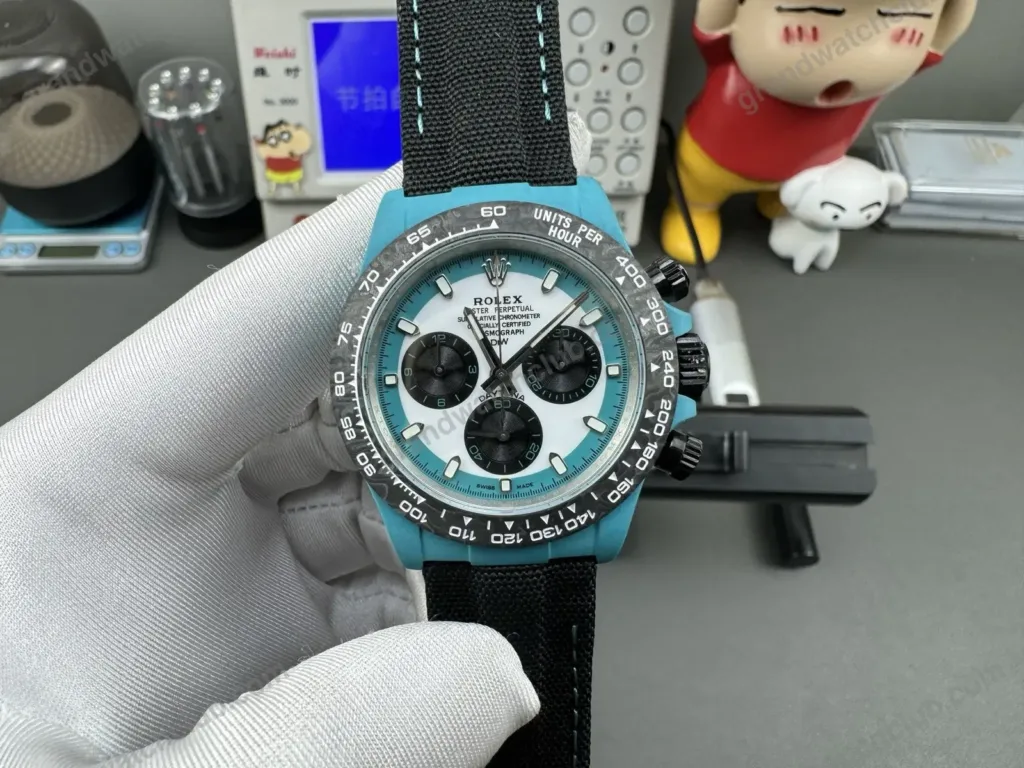 Super Clone Rolex Cosmograph Daytona DIW Turquoise Carbon Panda 116500LN – Swiss SuperClone - photo 5