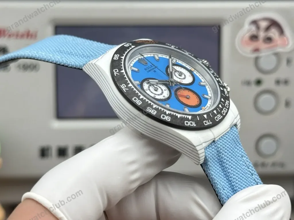 Super Clone Rolex Cosmograph Daytona DIW White Carbon Blue Orange Dial 116500LN – Swiss SuperClone - photo 4