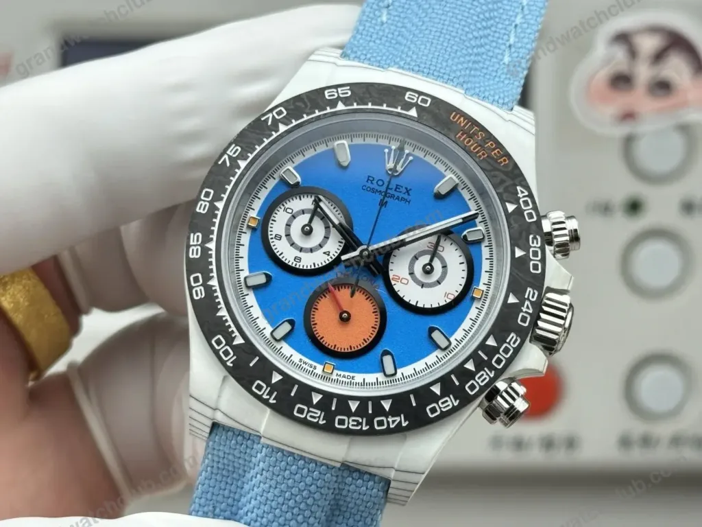 Super Clone Rolex Cosmograph Daytona DIW White Carbon Blue Orange Dial 116500LN – Swiss SuperClone - photo 5