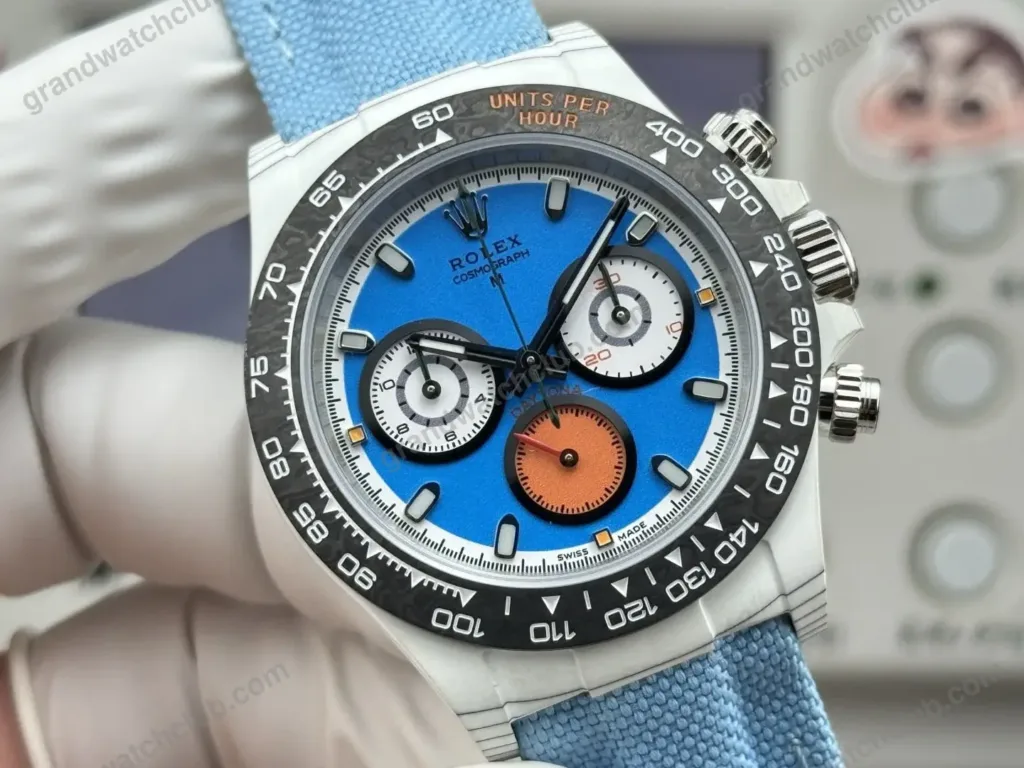 Super Clone Rolex Cosmograph Daytona DIW White Carbon Blue Orange Dial 116500LN – Swiss SuperClone - photo 6