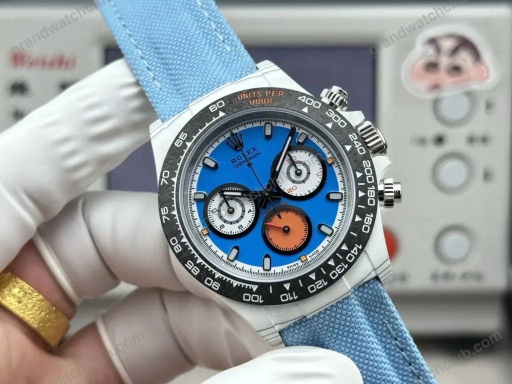 Super Clone Rolex Cosmograph Daytona DIW White Carbon Blue Orange Dial 116500LN – Swiss SuperClone - photo 8