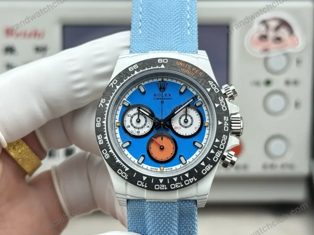 Super Clone Rolex Cosmograph Daytona DIW White Carbon Blue Orange Dial 116500LN – Swiss SuperClone - photo 9