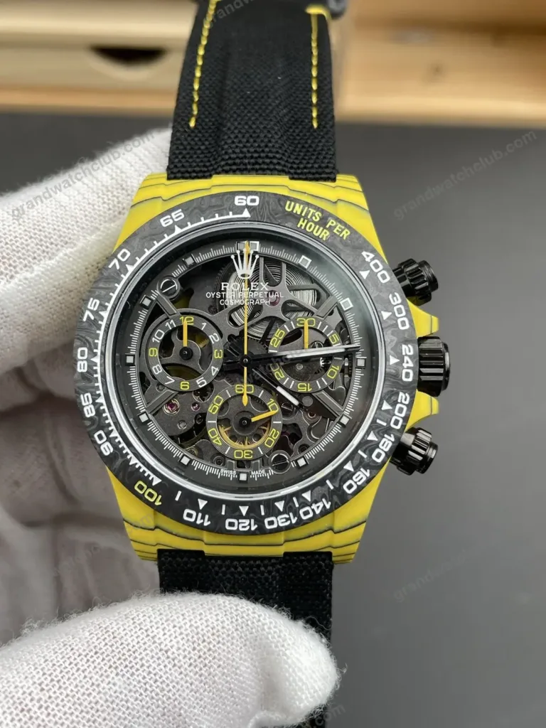 Super Clone Rolex Cosmograph Daytona DIW Yellow Carbon Skeleton 116500LN – Swiss SuperClone - photo 7