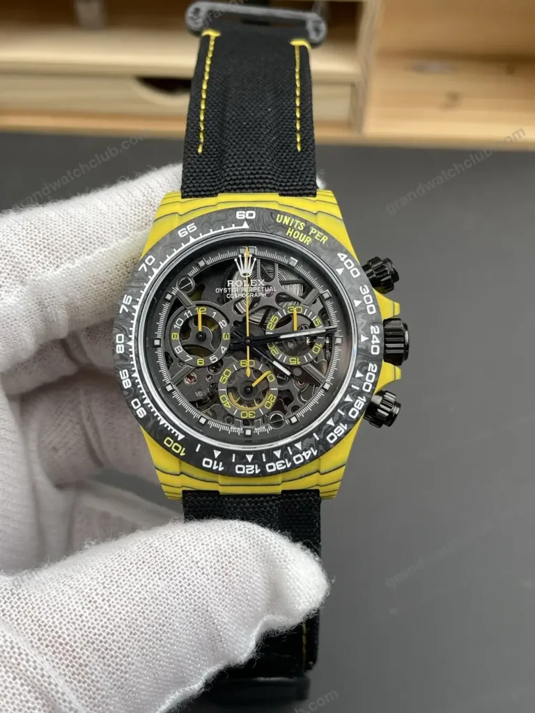 Super Clone Rolex Cosmograph Daytona DIW Yellow Carbon Skeleton 116500LN – Swiss SuperClone - photo 9