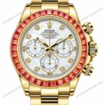 Super Clone Rolex Cosmograph Daytona Mother of Pearl Diamond Dial Orange Sapphire Bezel 116578SACO – Swiss SuperClone