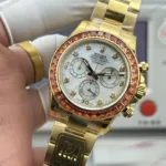 Super Clone Rolex Cosmograph Daytona Mother of Pearl Diamond Dial Orange Sapphire Bezel 116578SACO – Swiss SuperClone - photo 6