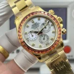 Super Clone Rolex Cosmograph Daytona Mother of Pearl Diamond Dial Orange Sapphire Bezel 116578SACO – Swiss SuperClone - photo 7
