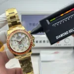 Super Clone Rolex Cosmograph Daytona Mother of Pearl Diamond Dial Orange Sapphire Bezel 116578SACO – Swiss SuperClone - photo 9