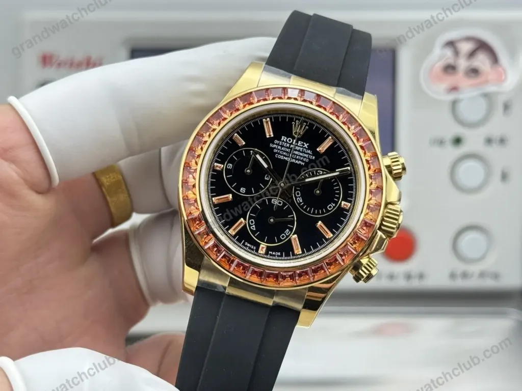 Super Clone Rolex Cosmograph Daytona Orange Sapphire Bezel Black Dial 116588SACO – Swiss SuperClone - photo 6