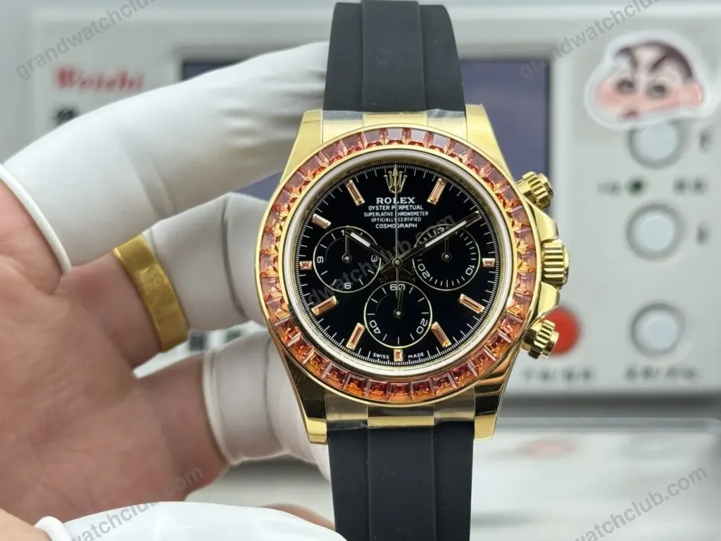 Super Clone Rolex Cosmograph Daytona Orange Sapphire Bezel Black Dial 116588SACO – Swiss SuperClone - photo 8
