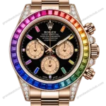 Super Clone Rolex Cosmograph Daytona Rainbow Everose Gold Black Dial 116595RBOW – Swiss SuperClone