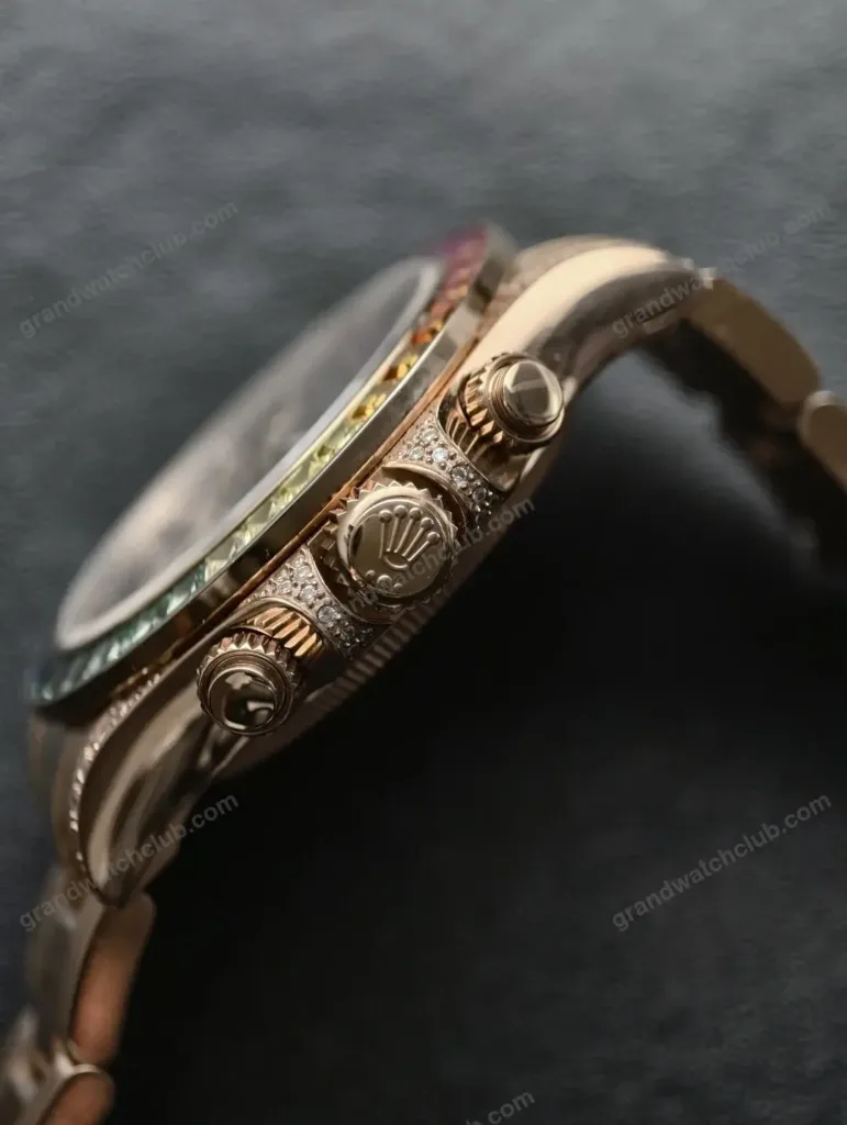 Super Clone Rolex Cosmograph Daytona Rainbow Everose Gold Black Dial 116595RBOW – Swiss SuperClone - photo 22