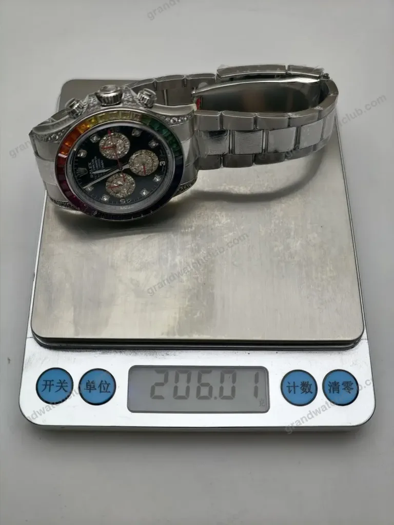 Super Clone Rolex Cosmograph Daytona Rainbow Sapphire Black Diamond Dial 116599RBOW – Swiss SuperClone - photo 12