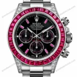 Super Clone Rolex Cosmograph Daytona Ruby Sapphire Bezel Black Dial 116520 – Swiss SuperClone